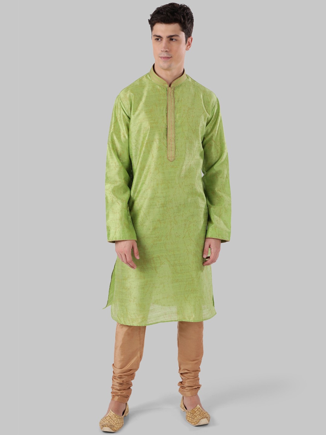 

Ethnix by Raymond Men Green Printed Kurta with Pyjamas