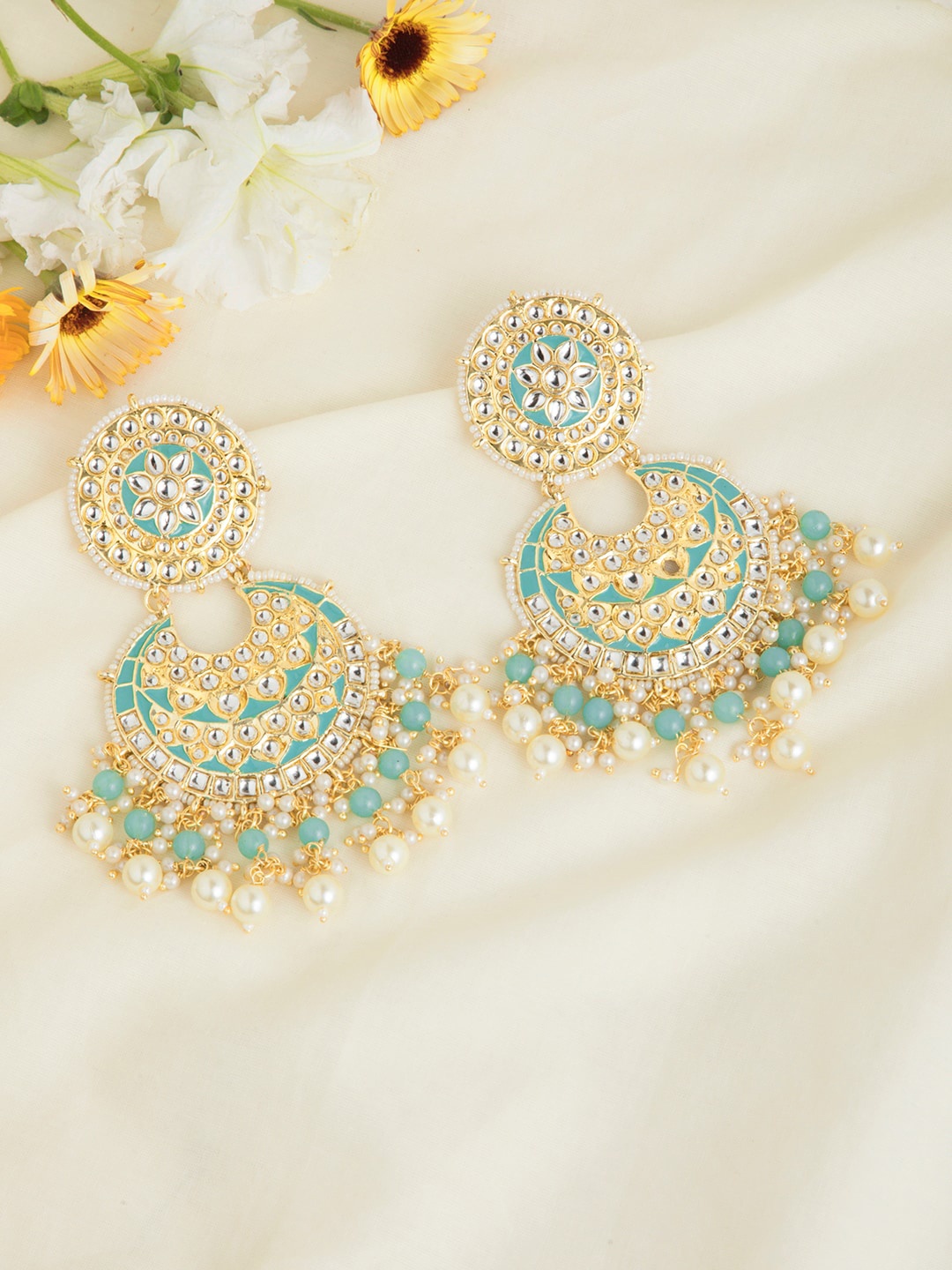 

INDYA Blue Contemporary Chandbalis Earrings