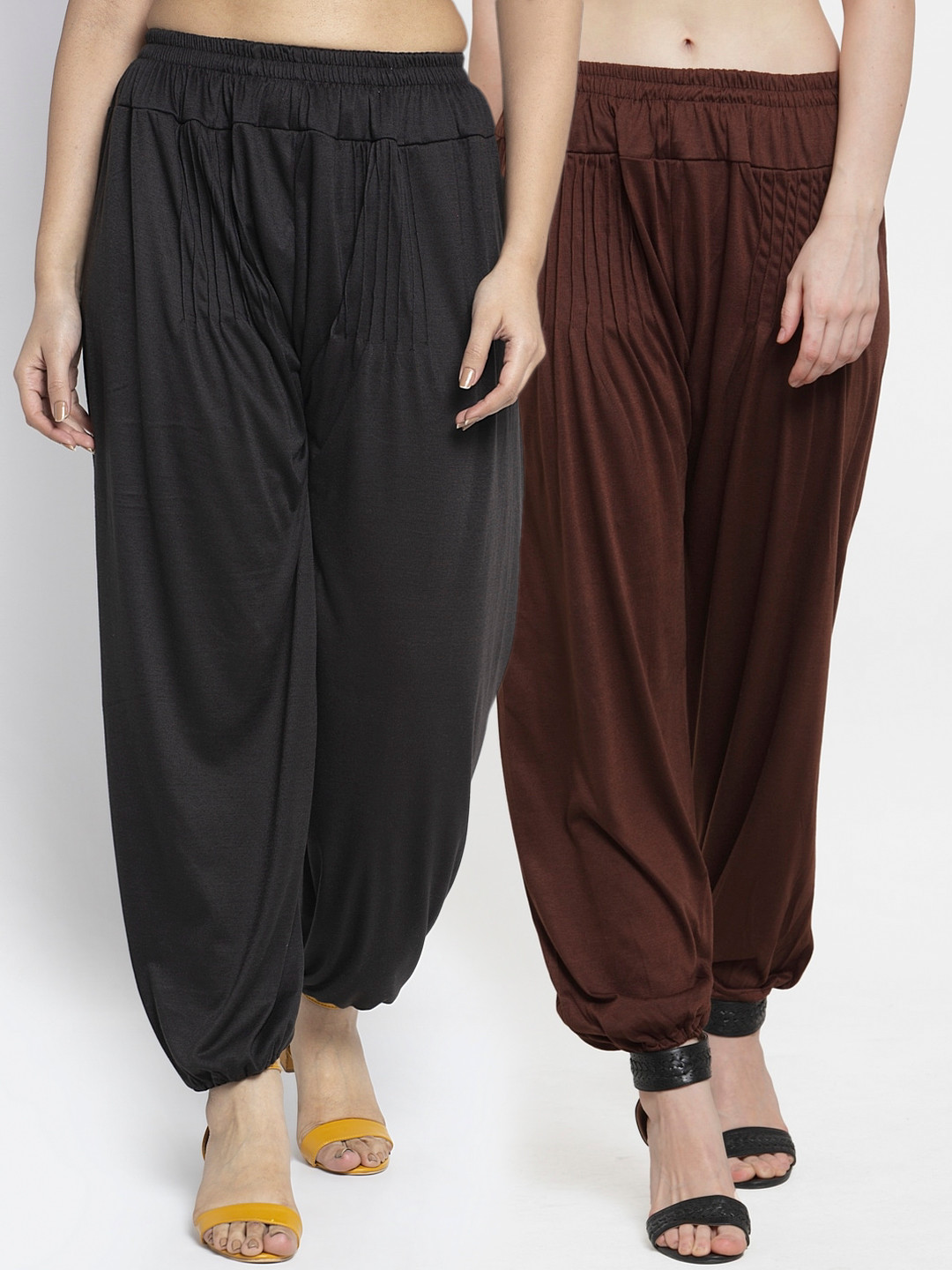 

GRACIT Women Pack Of 2 Solid Harem Pants, Black