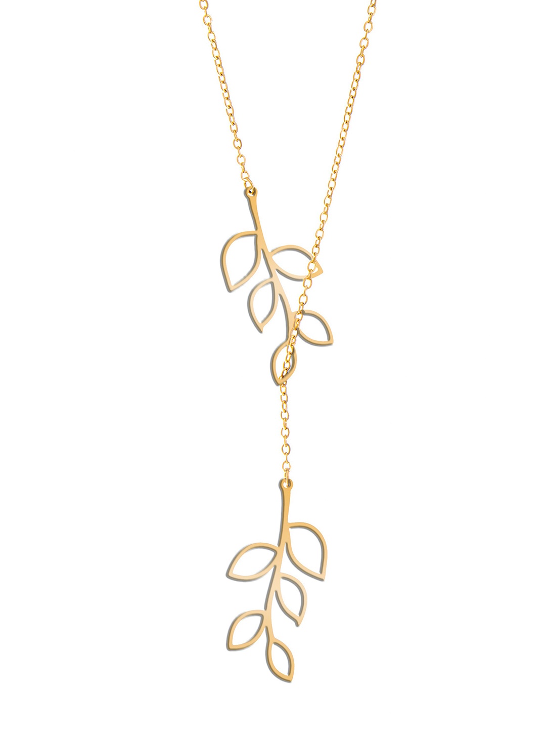 

Moon Dust Gold-Toned Adjustable Double Leafs Pendant