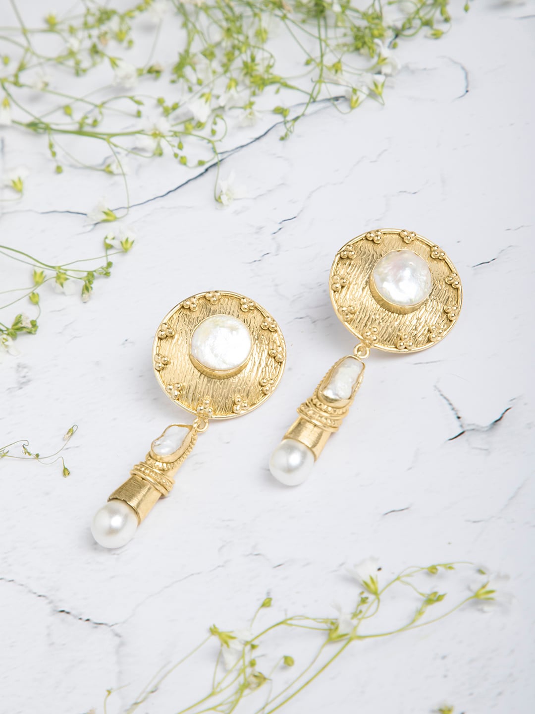 

INDYA Gold-Toned Contemporary Studs Earrings