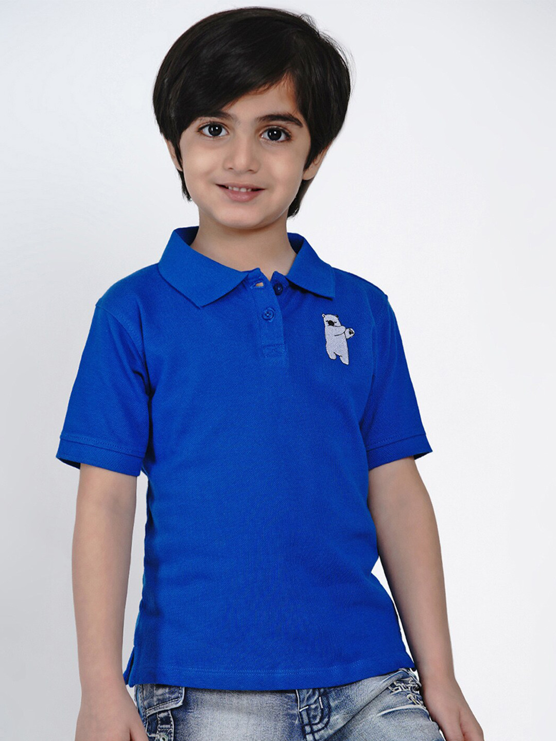 

berrytree Unisex Kids Blue Solid Polo Collar T-shirt