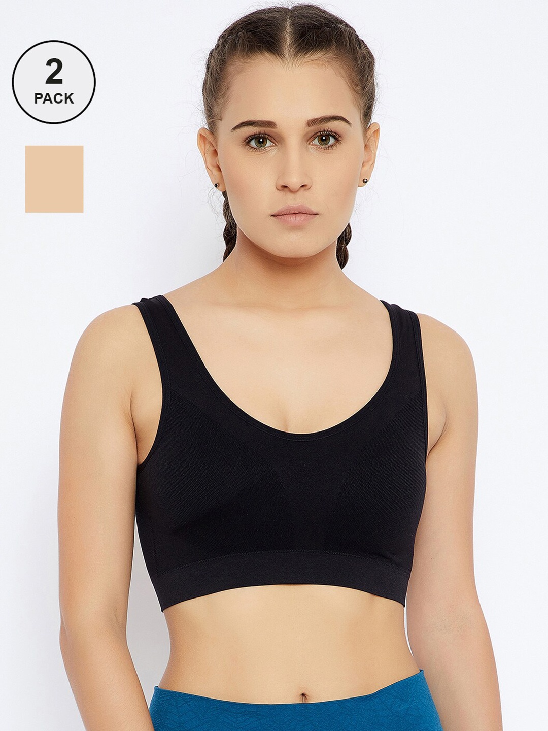 

C9 AIRWEAR Seamless Set Of 2 Workout Bra Full Coverage Lightly Padded, Black