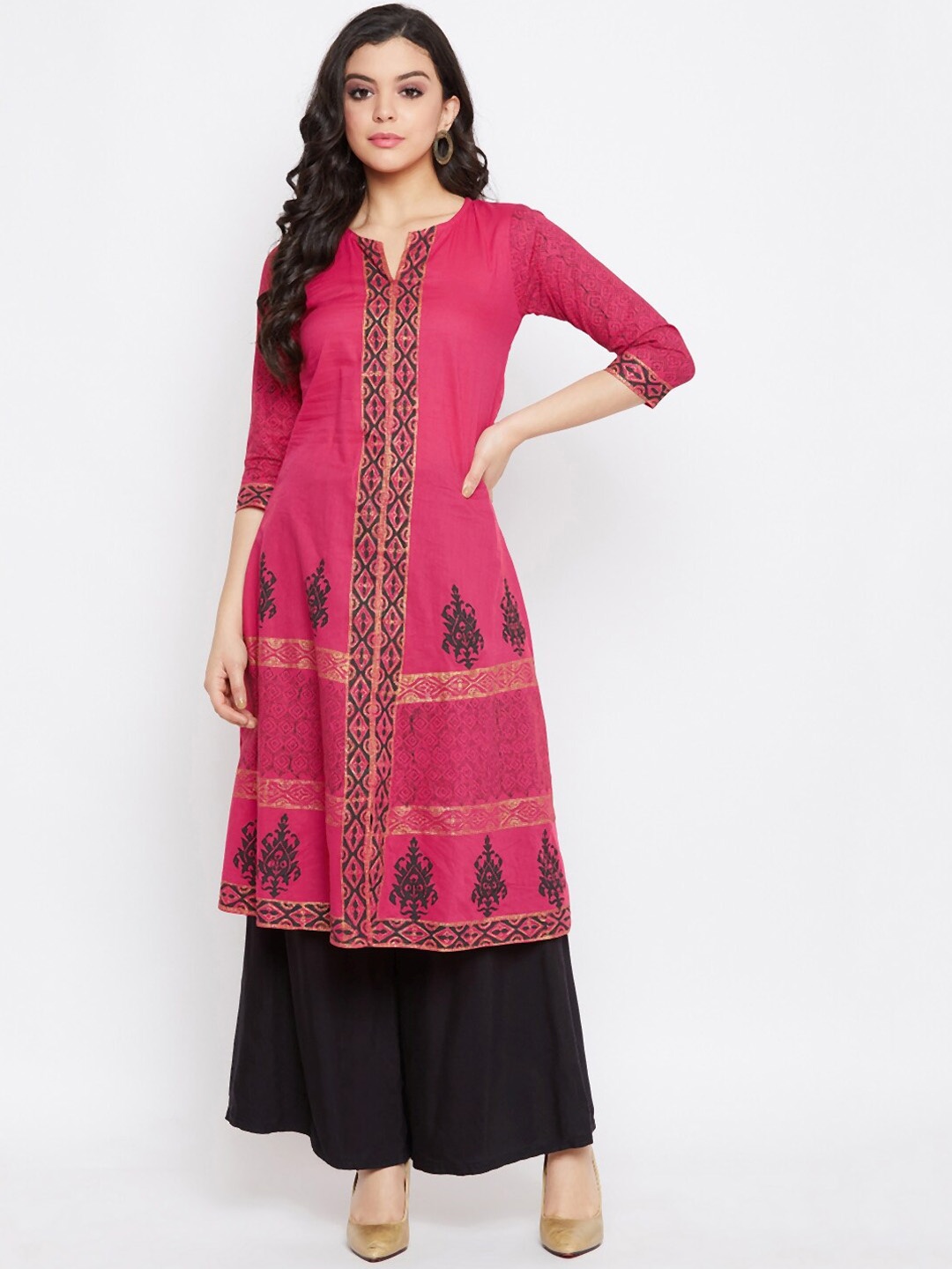

WineRed Women Magenta Ethnic Motifs Printed Kurta