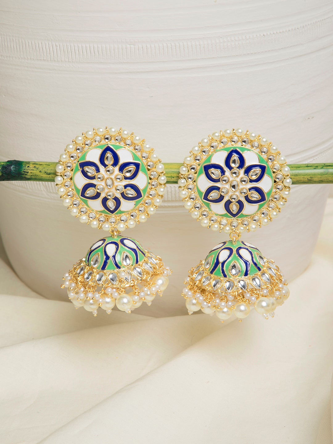 

INDYA Blue Contemporary Jhumkas Earrings
