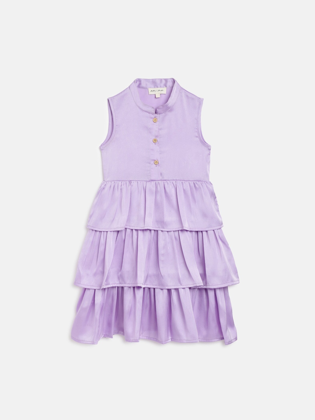 

am ma Lavender Layered Satin A-Line Dress