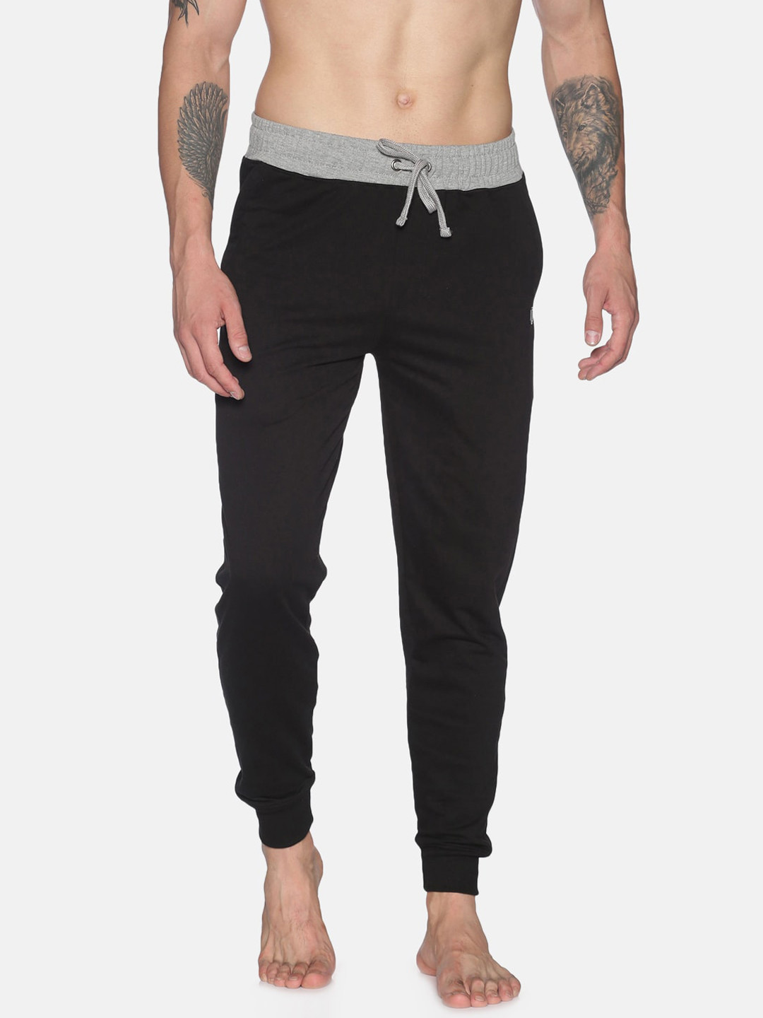 

Dollar Men Black & Grey Solid Pure Cotton Lounge Pants