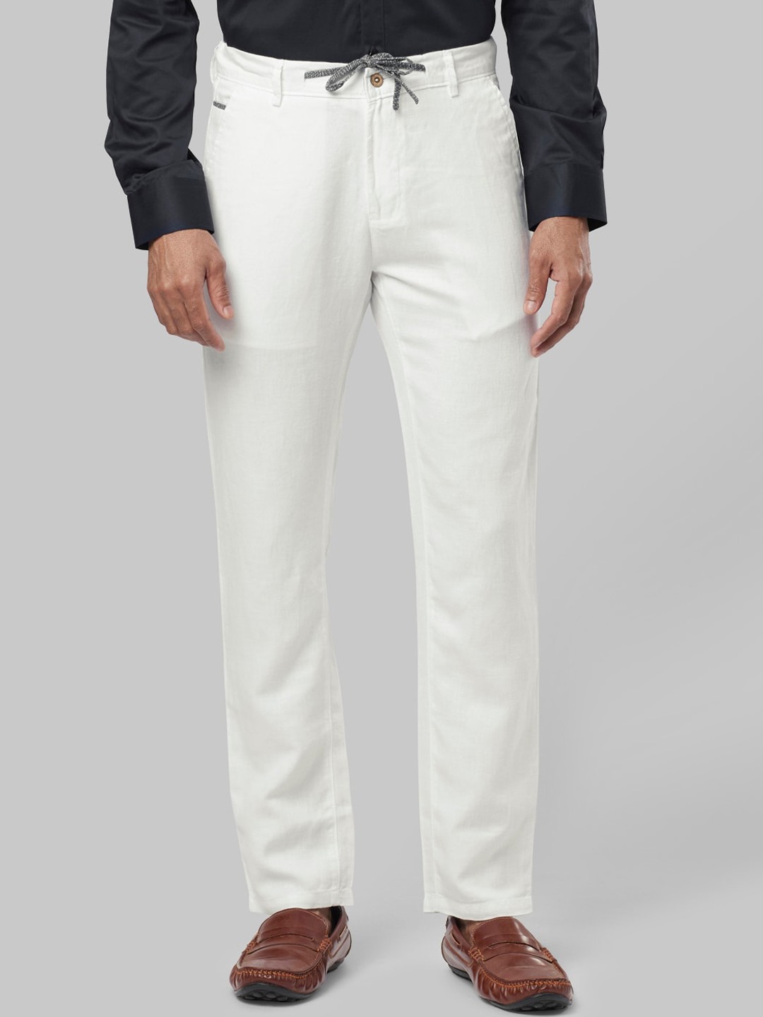 

Ethnix by Raymond Men White Tapered Fit Cotton Formal Trousers