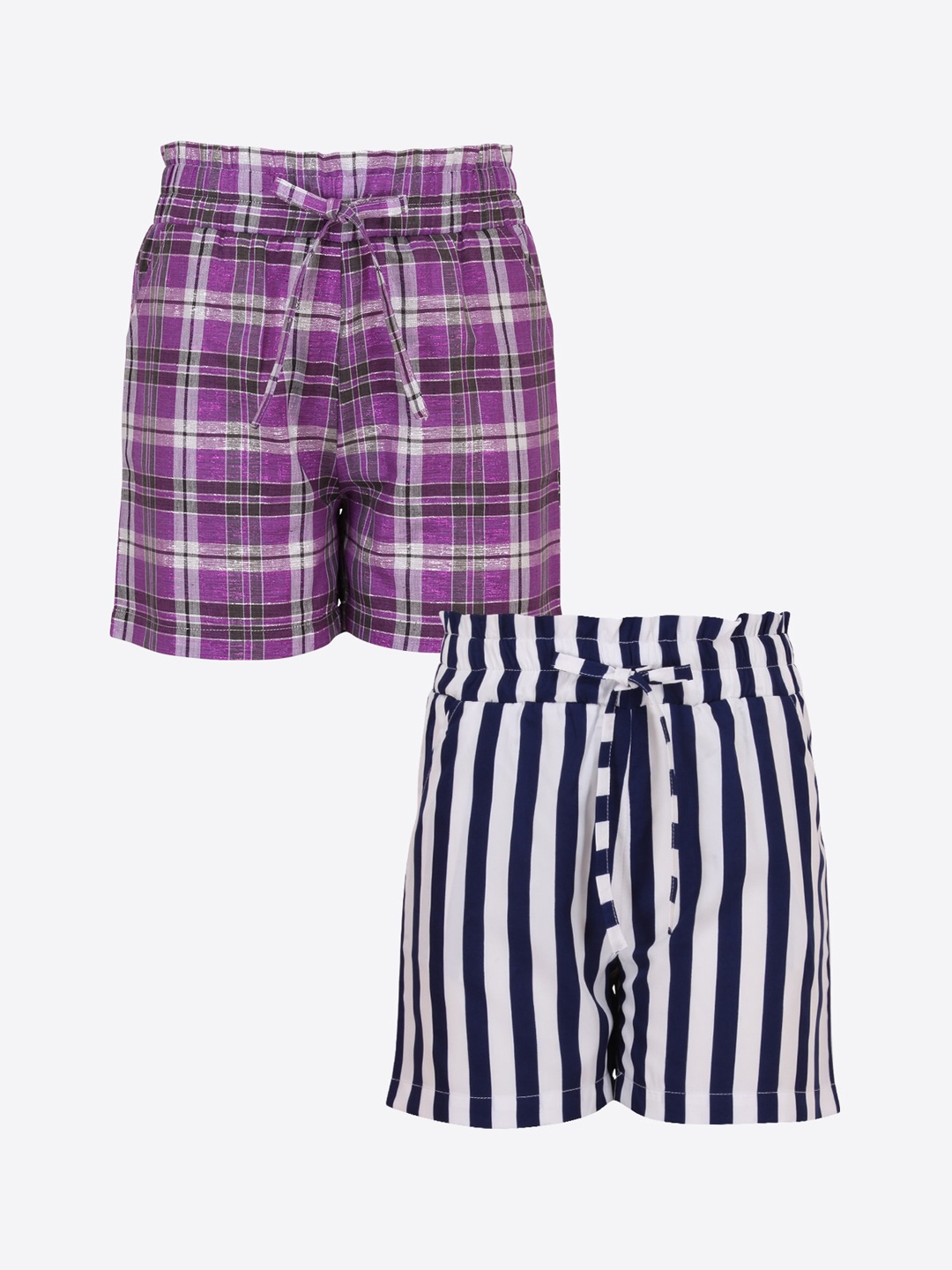 

CUTECUMBER Girls Pack of 2 Purple & Black Regular Fit Regular Shorts