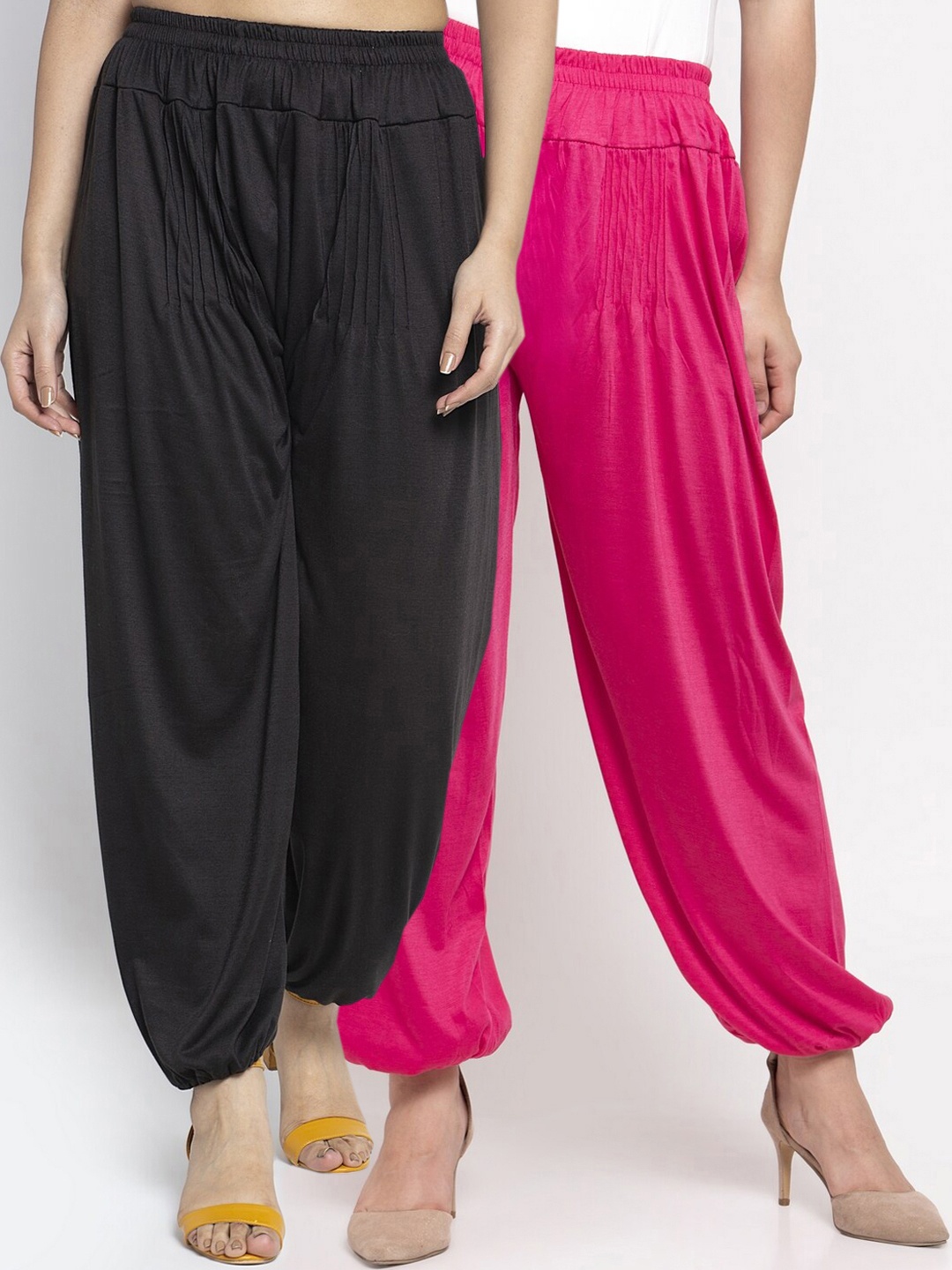 

GRACIT Women Pack Of 2 Solid Harem Pants, Black
