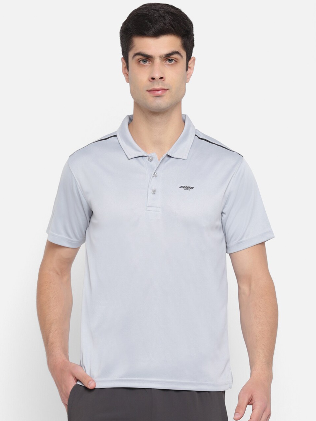 

FURO by Red Chief Men Grey Polo Collar T-shirt Pockets Tshirts
