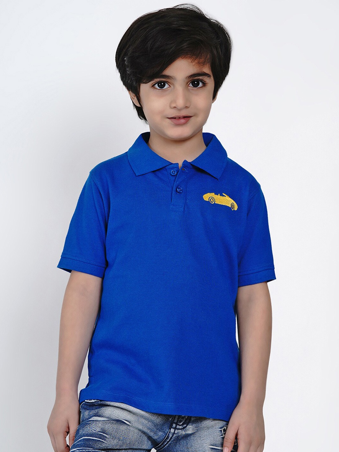 

berrytree Unisex Kids Blue Solid Polo Collar T-shirt