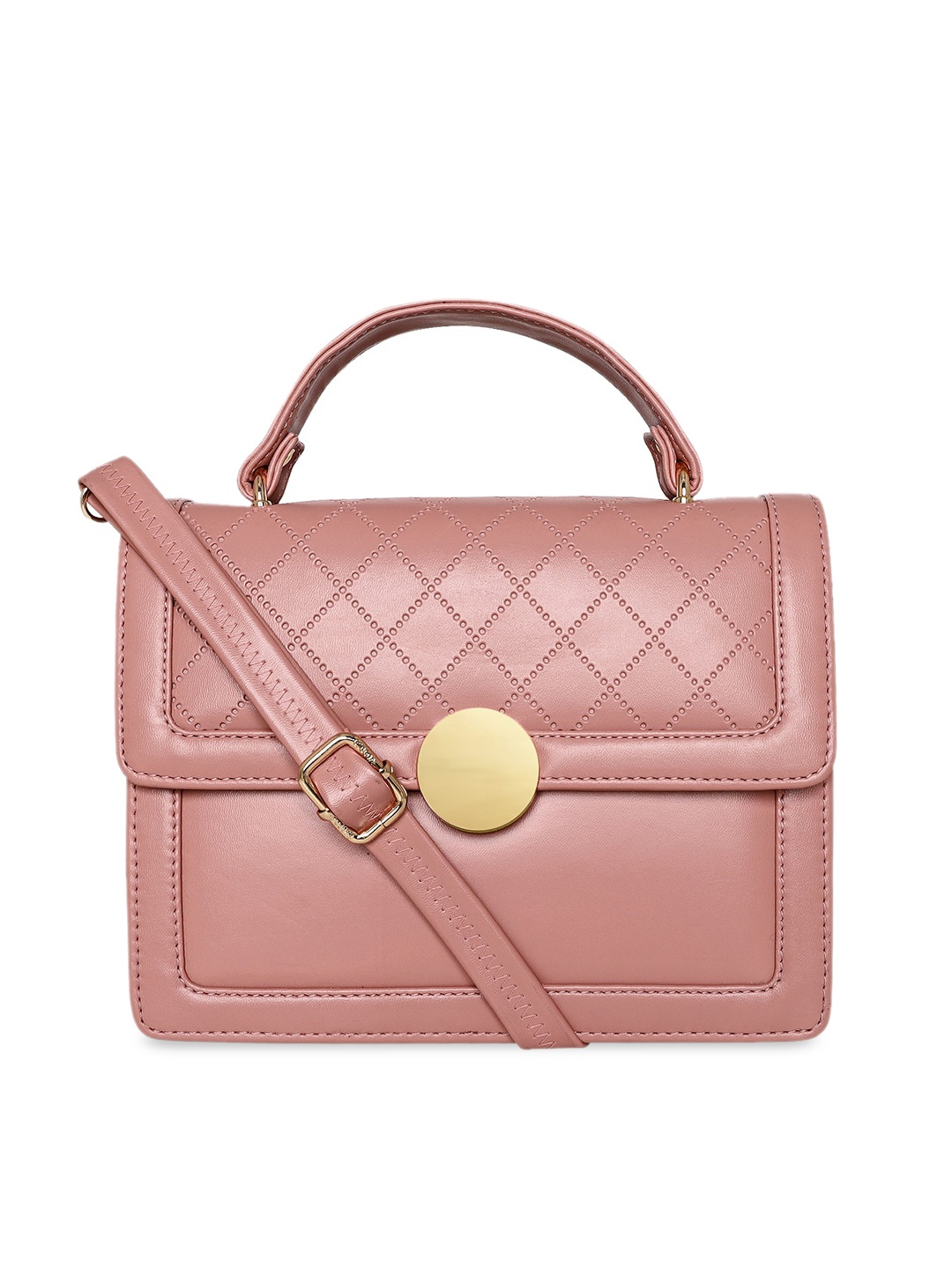 

ESBEDA Peach-Coloured Solid Satchel