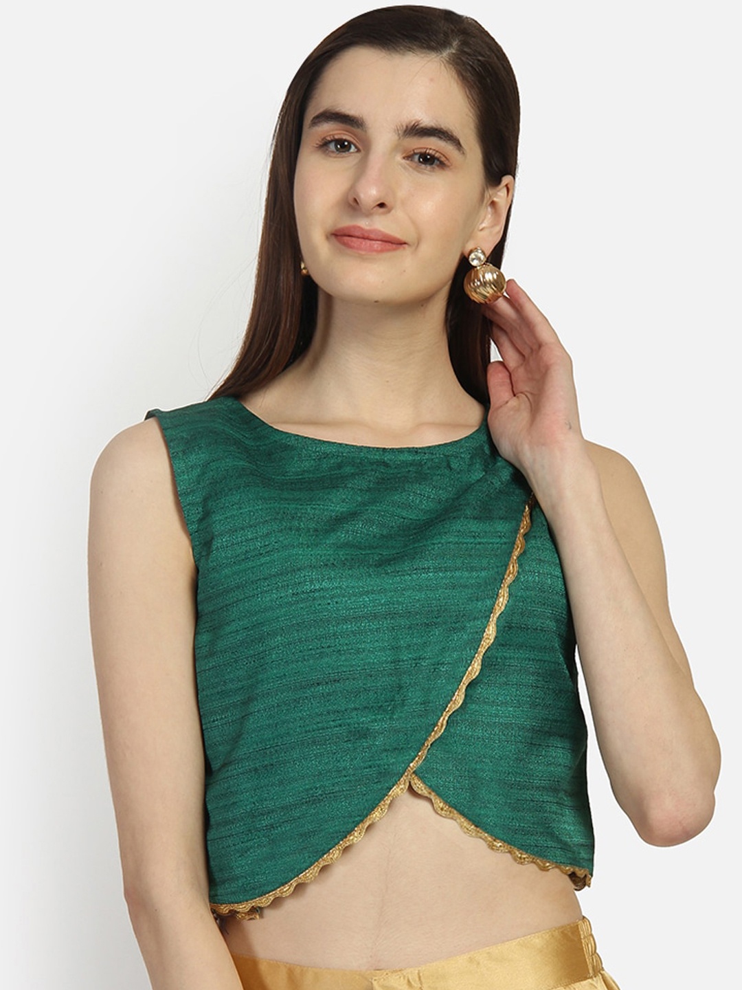 studio rasa Green Wrap Crop Top