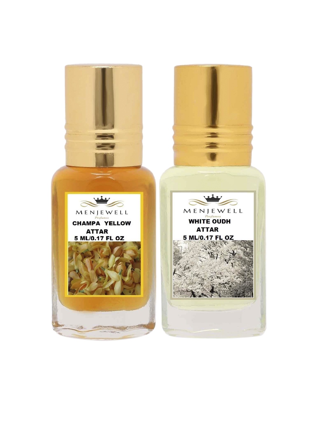 

Menjewell Pack Of 2 Champa Yellow & White Oudh Attar, Transparent