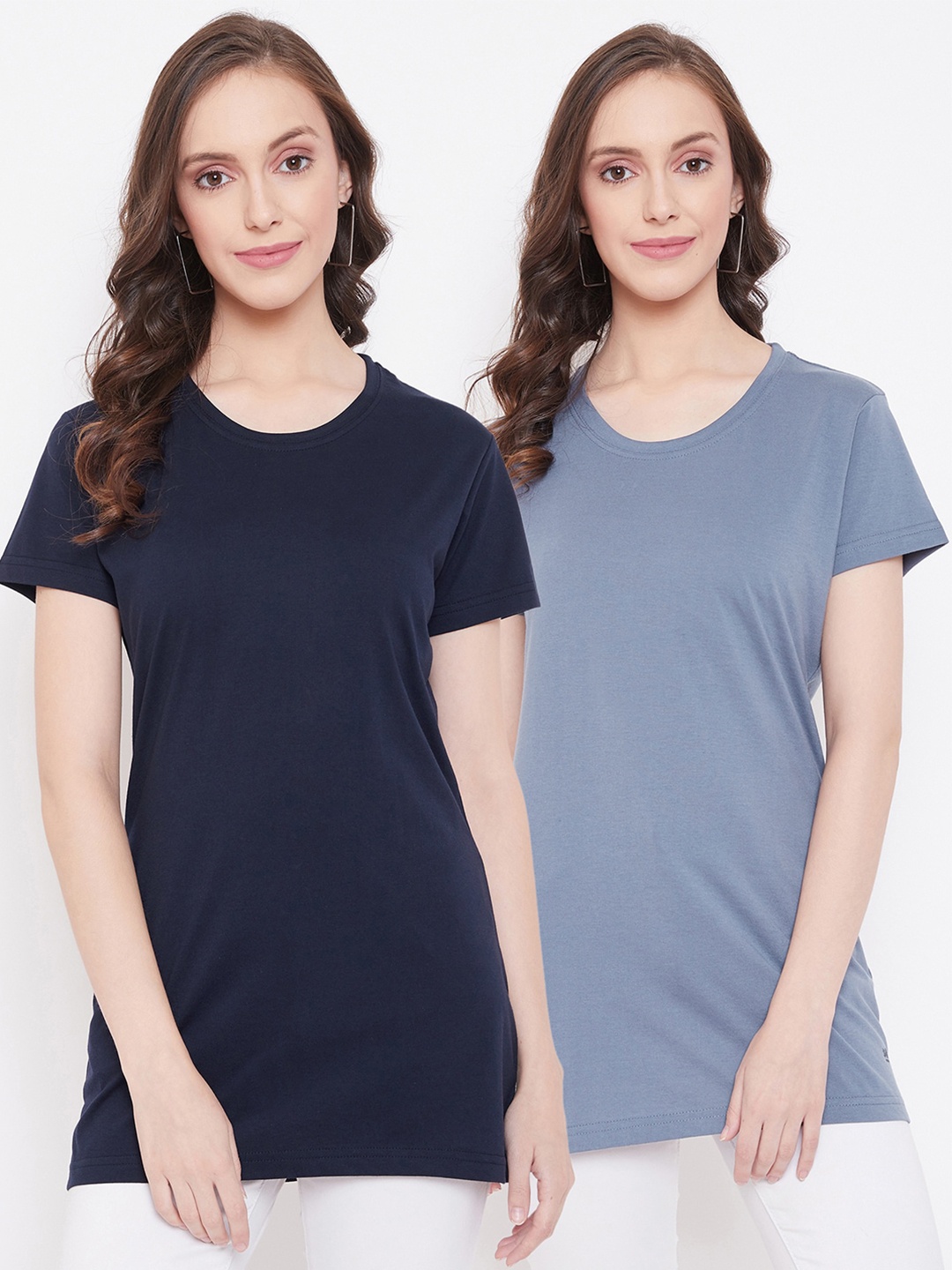 

Okane Women Pack of 2 Blue Round Neck T-shirt