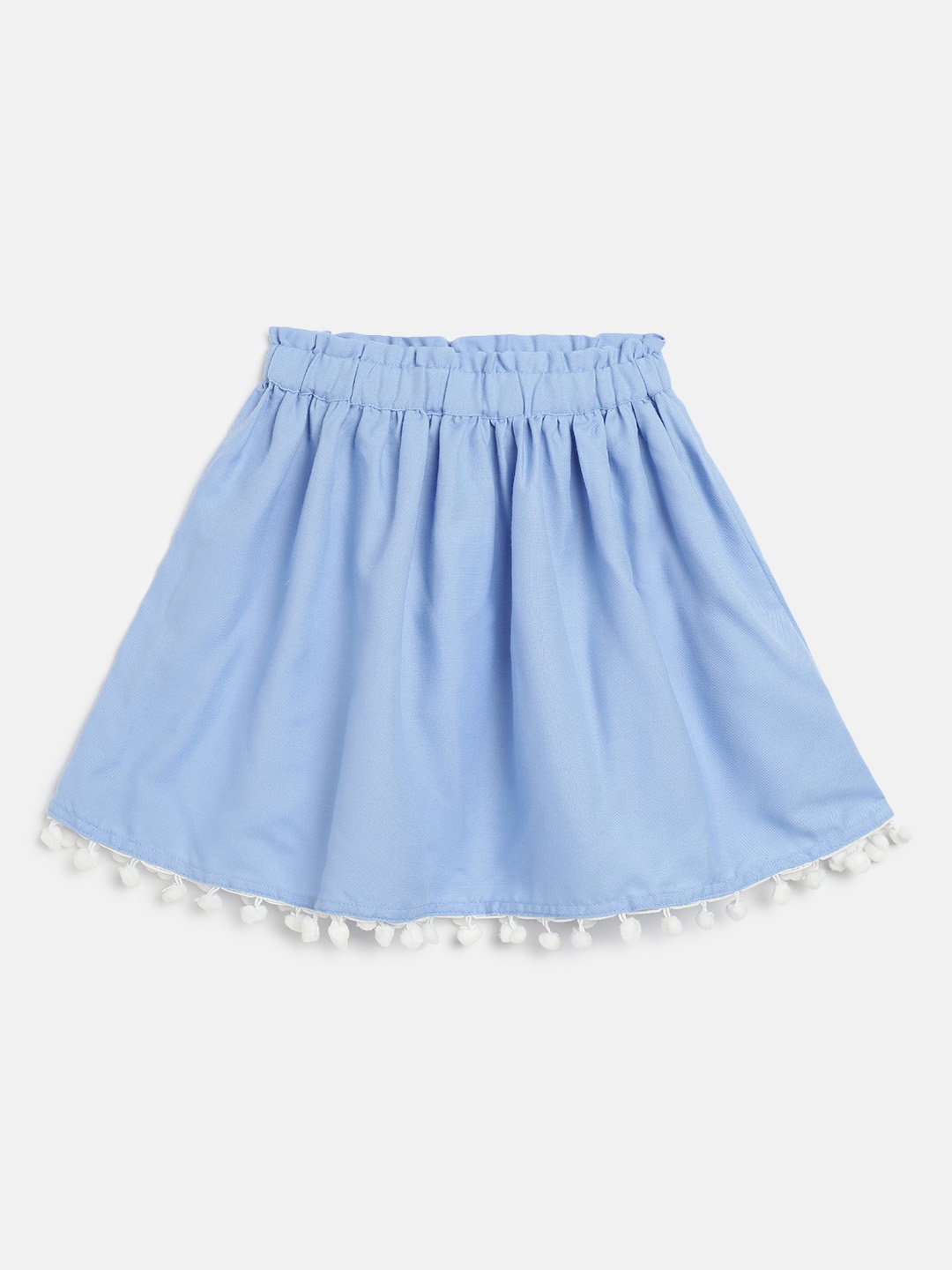 am ma Girls Blue Solid Knee Length Flared Skirt