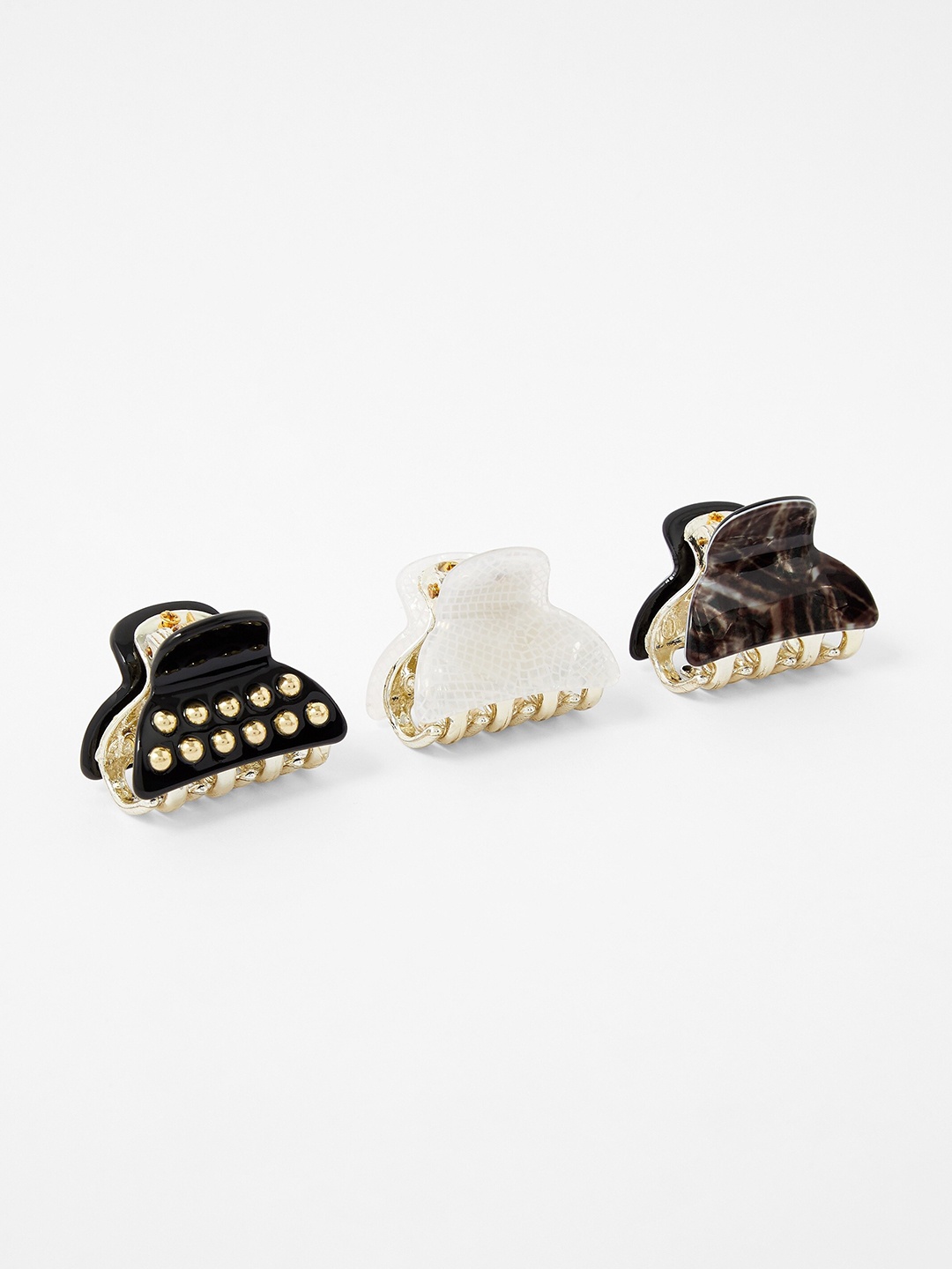

Accessorize London Women Set of 3 White & Black Claw Clips