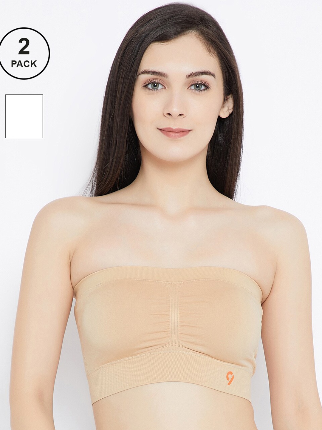

C9 AIRWEAR SetOf 2 White & Beige Full Coverage Lightly Padded Bandeau BrasP2312_WHITE_NUDE