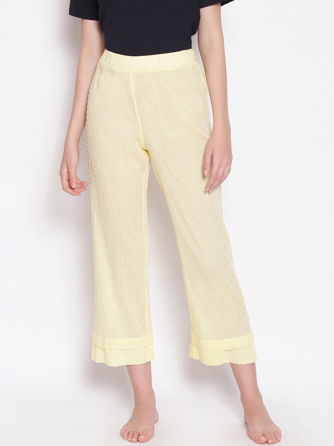 

Oxolloxo Women Pure Cotton Lounge Pants, Yellow