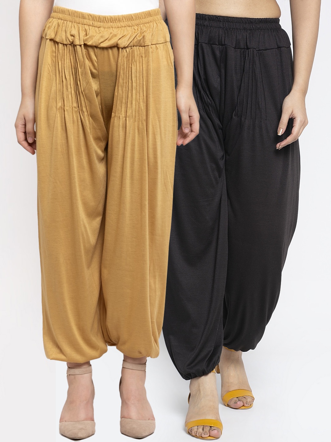 

GRACIT Women Pack Of 2 Solid Harem Pants, Black