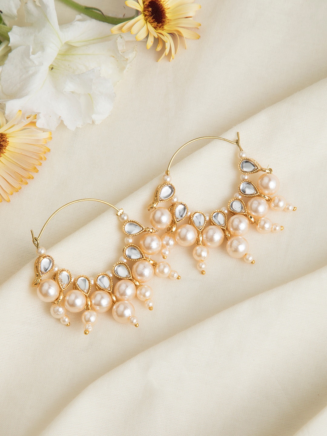 

INDYA Gold-Toned Contemporary Drop Earrings