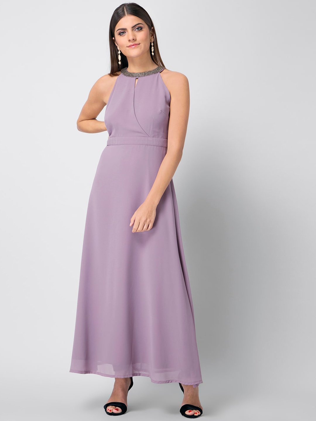 

FabAlley Purple Georgette Maxi Dress