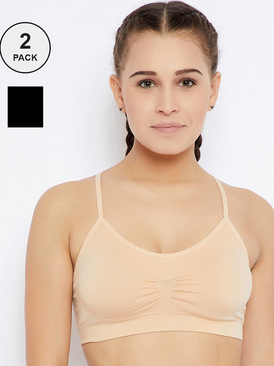 

C9 AIRWEAR Seamless Pack of 2 Black & Nude-Coloured Everyday Bra