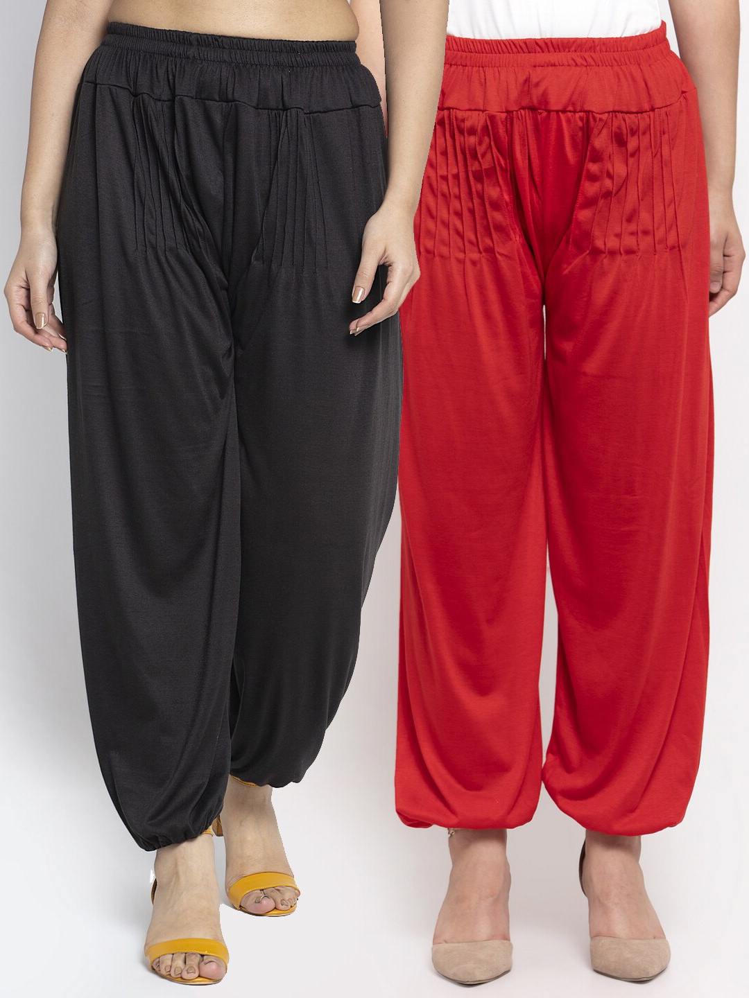 

GRACIT Women Pack Of 2 Solid Harem Pants, Black