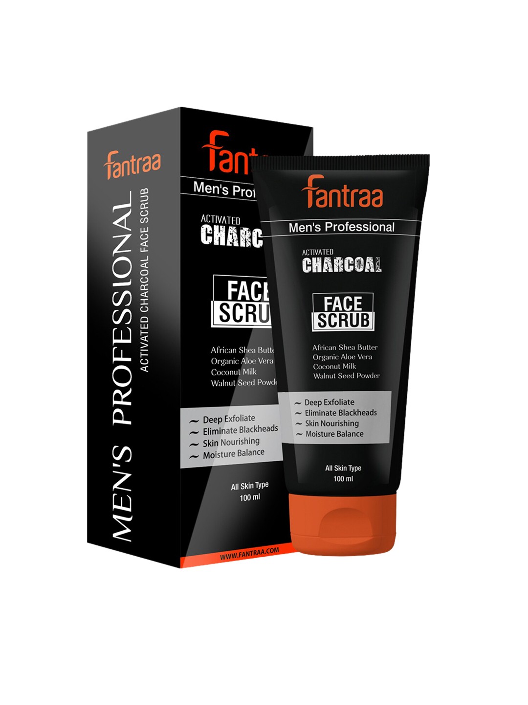 Fantraa Activated Charcoal Face Scrub - 100 ml, Black