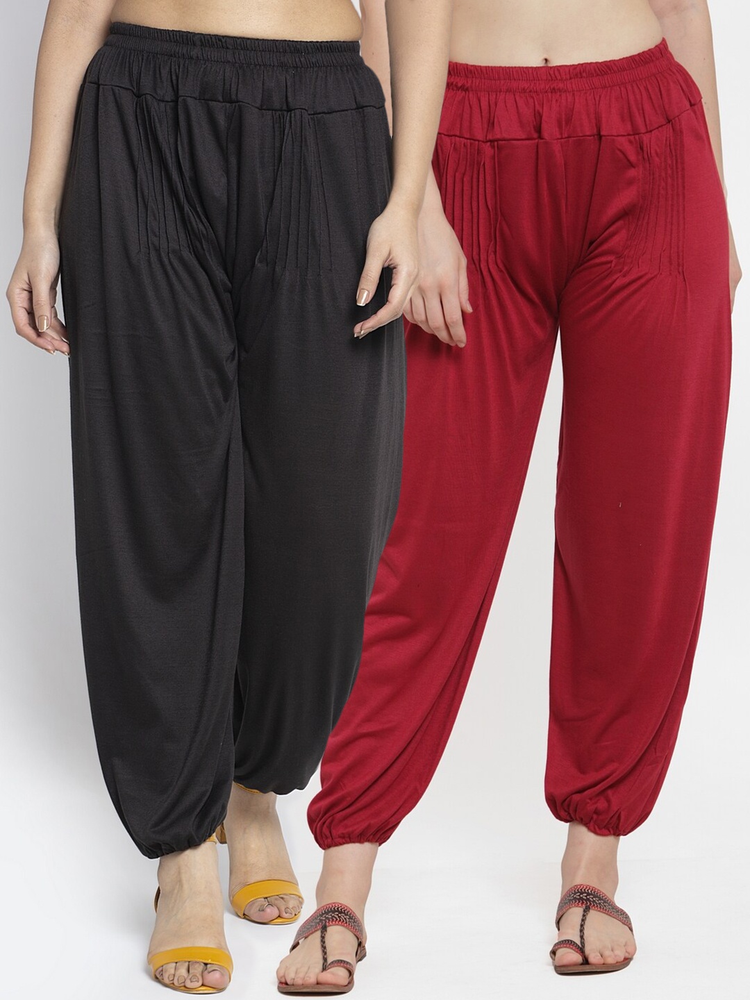 

GRACIT Women Pack Of 2 Solid Harem Pants, Black