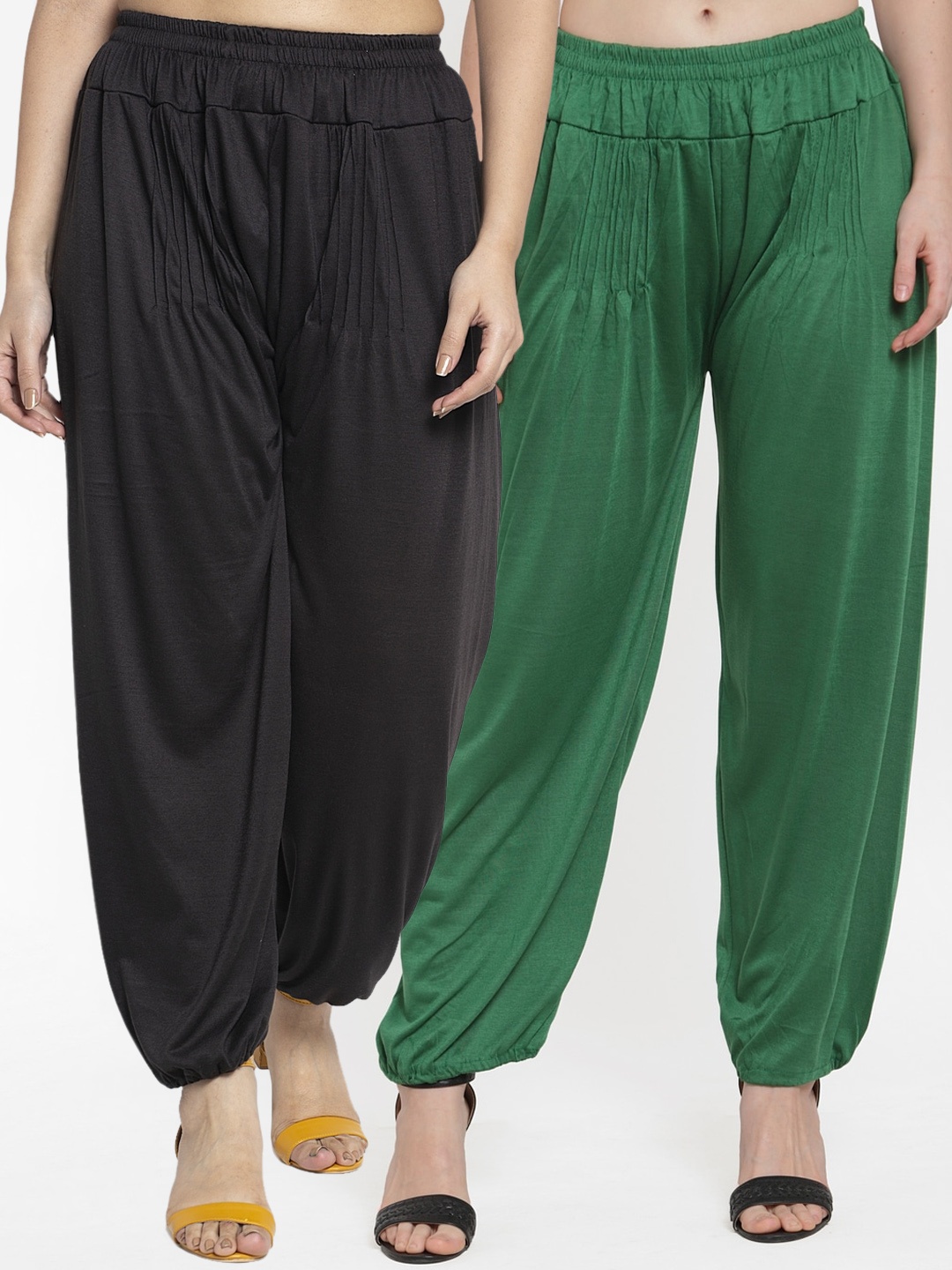 

GRACIT Women Pack Of 2 Solid Harem Pants, Black