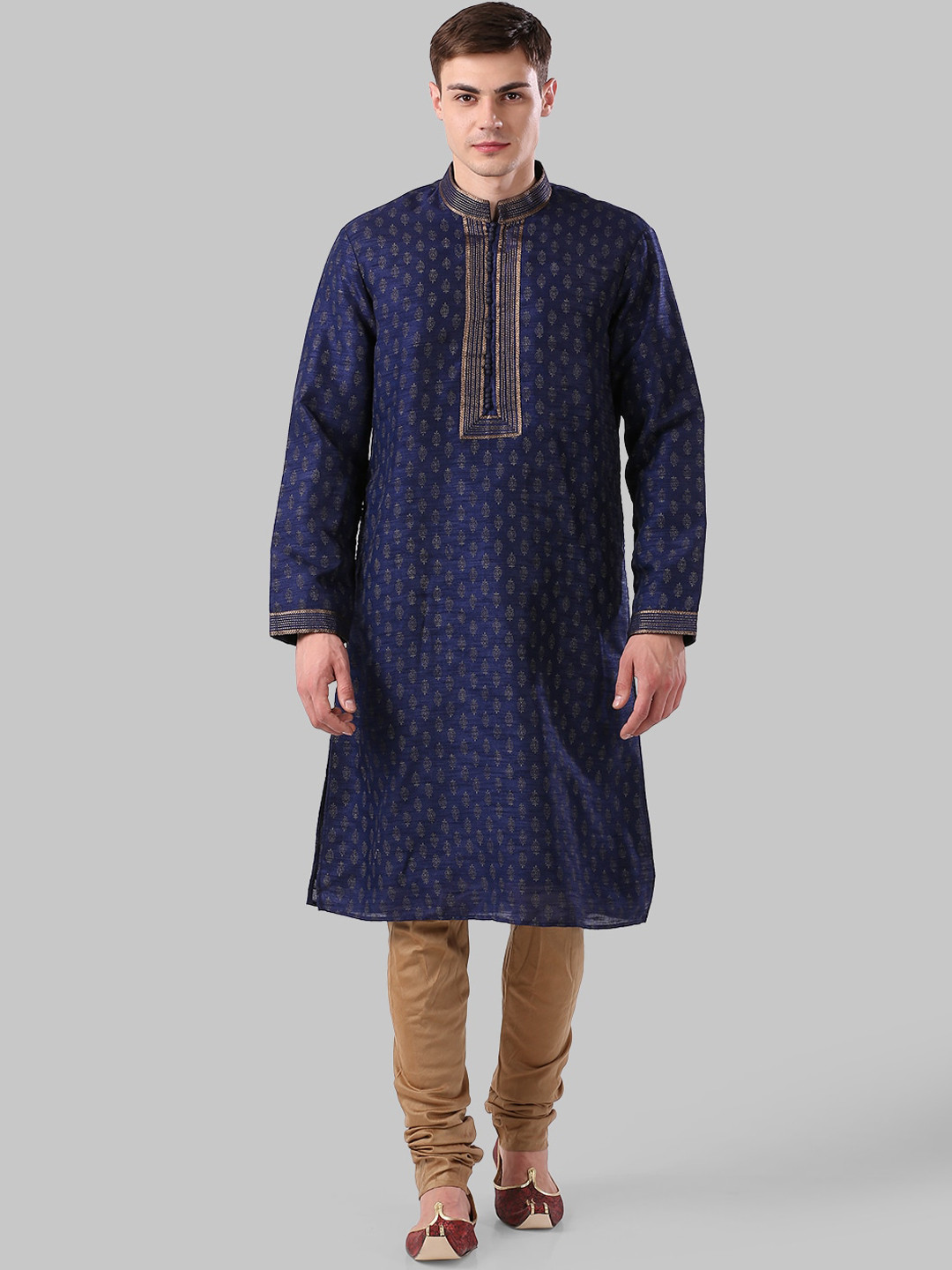 

Ethnix by Raymond Men Blue Ethnic Motifs Printed Thread Work Kurta