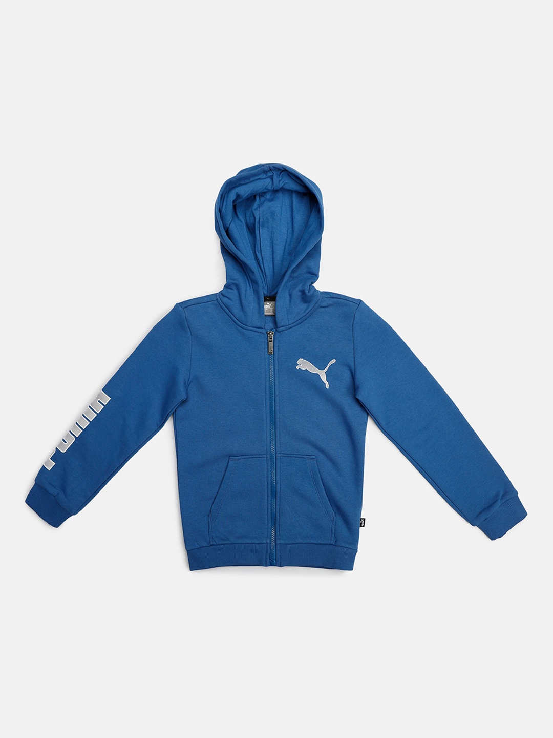 

Puma Boys Blue White Brand Logo Cotton Bomber Jacket