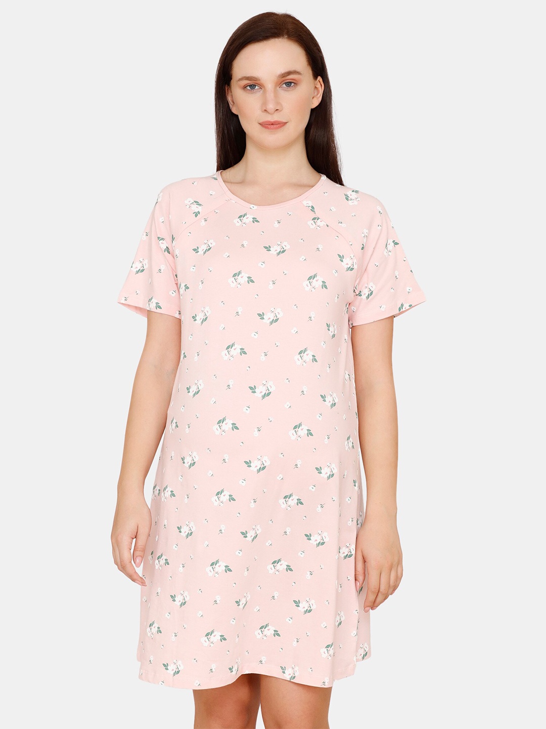 

Zivame Pink & White Printed Sleep Shirts