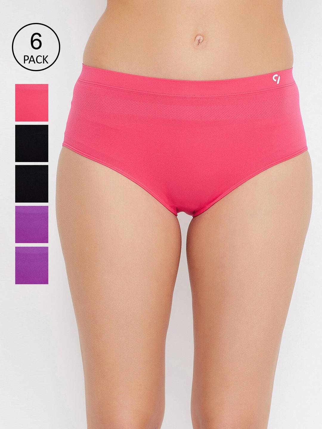 

C9 AIRWEAR Women Seamless Pack Of 6 Solid Regular-Fit Hipster Briefs, Pink
