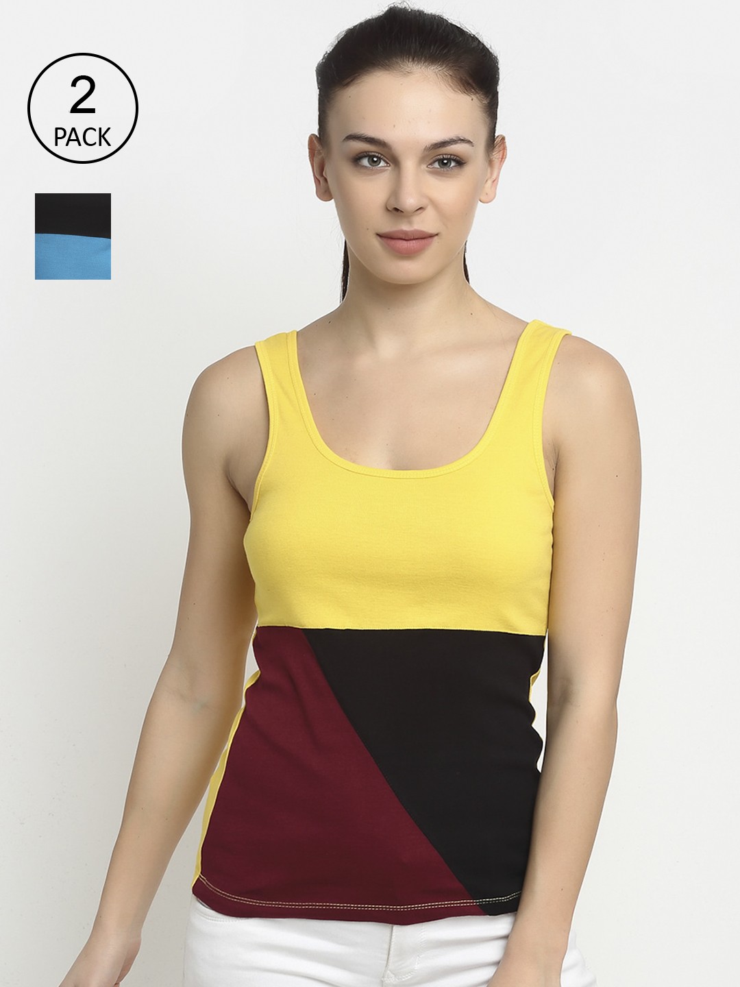 

Friskers Pack of 2 Multicoloured Tank Top, Multi