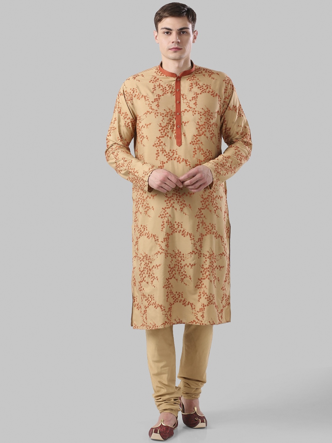 

Ethnix by Raymond Men Gold-Toned Ethnic Motifs Embroidered Kurta