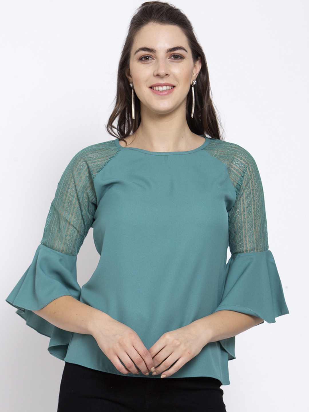 

Style Quotient Teal Blue Crepe Regular Top