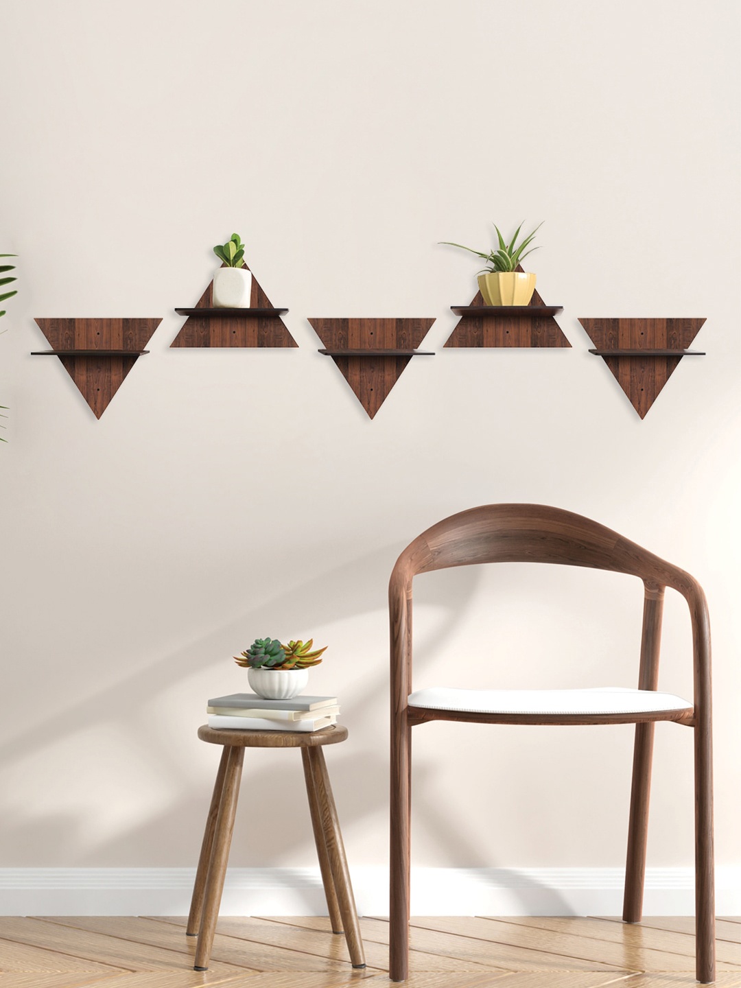 

RANDOM Set of 5 Coffee Brown MDF Basic Wall Shelves