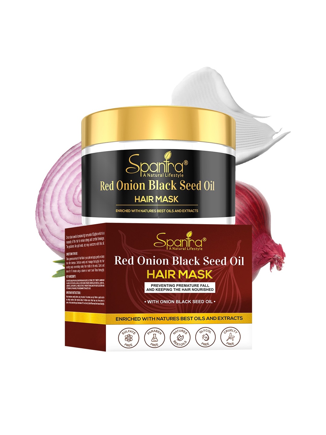 Spantra Red Onion Black Seed Oil Hair Mask 250gram, Brown