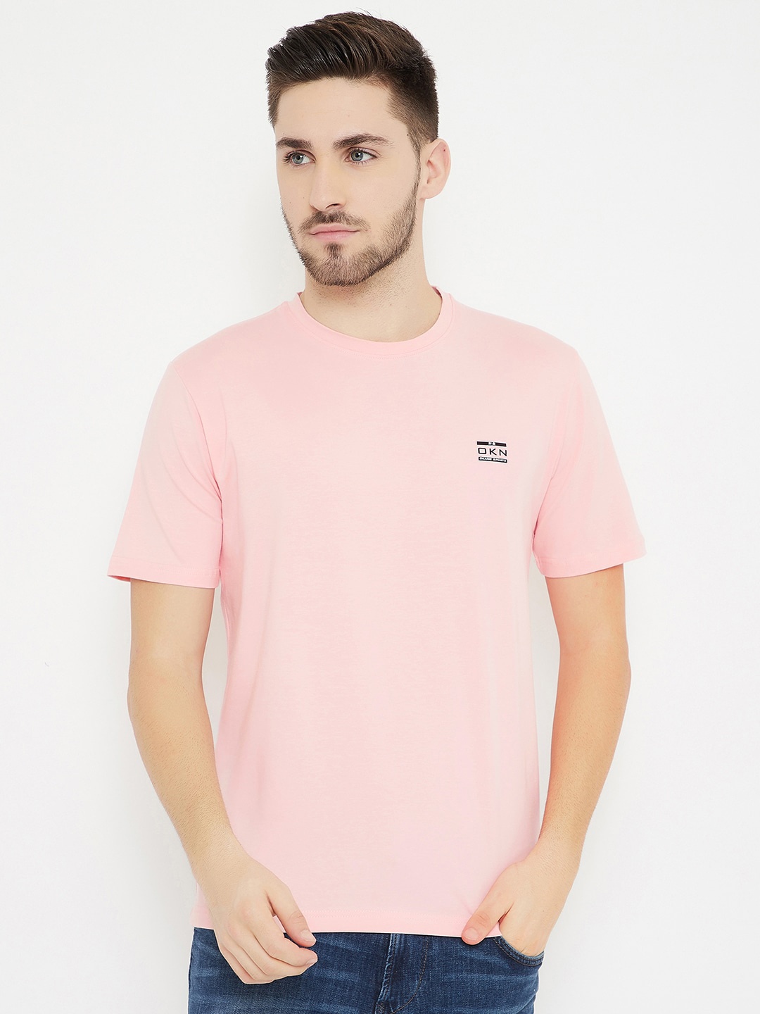 

Okane Men Pink T-shirt Applique Tshirt