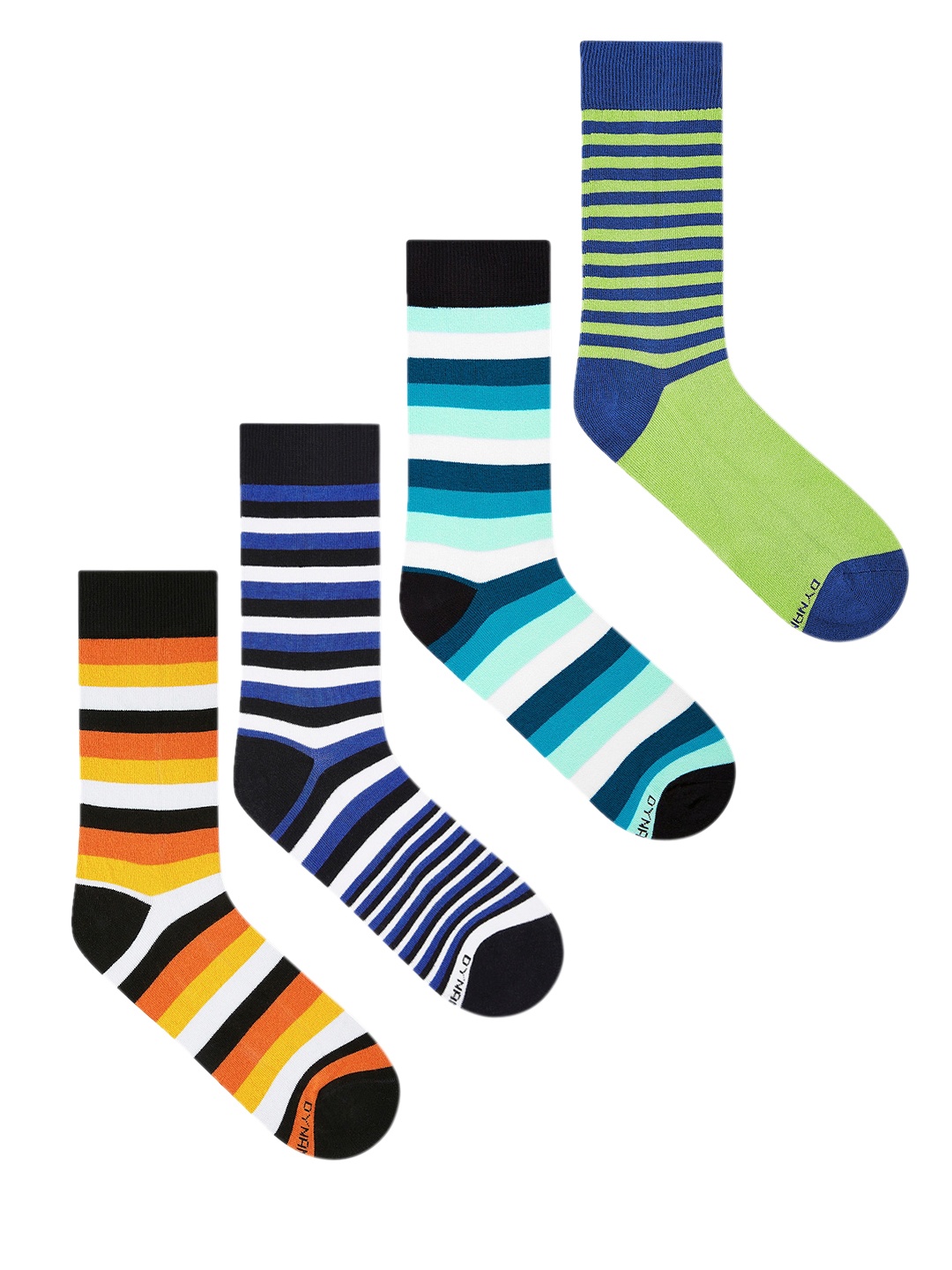 

Dynamocks Unisex Pack of 4 Striped Above Ankle Socks, Green