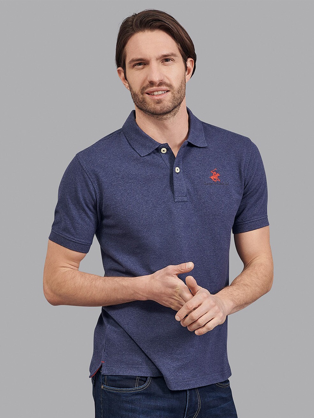 

Beverly Hills Polo Club Menvy Blue Polo Collar T-shirt Tshirt, Navy blue