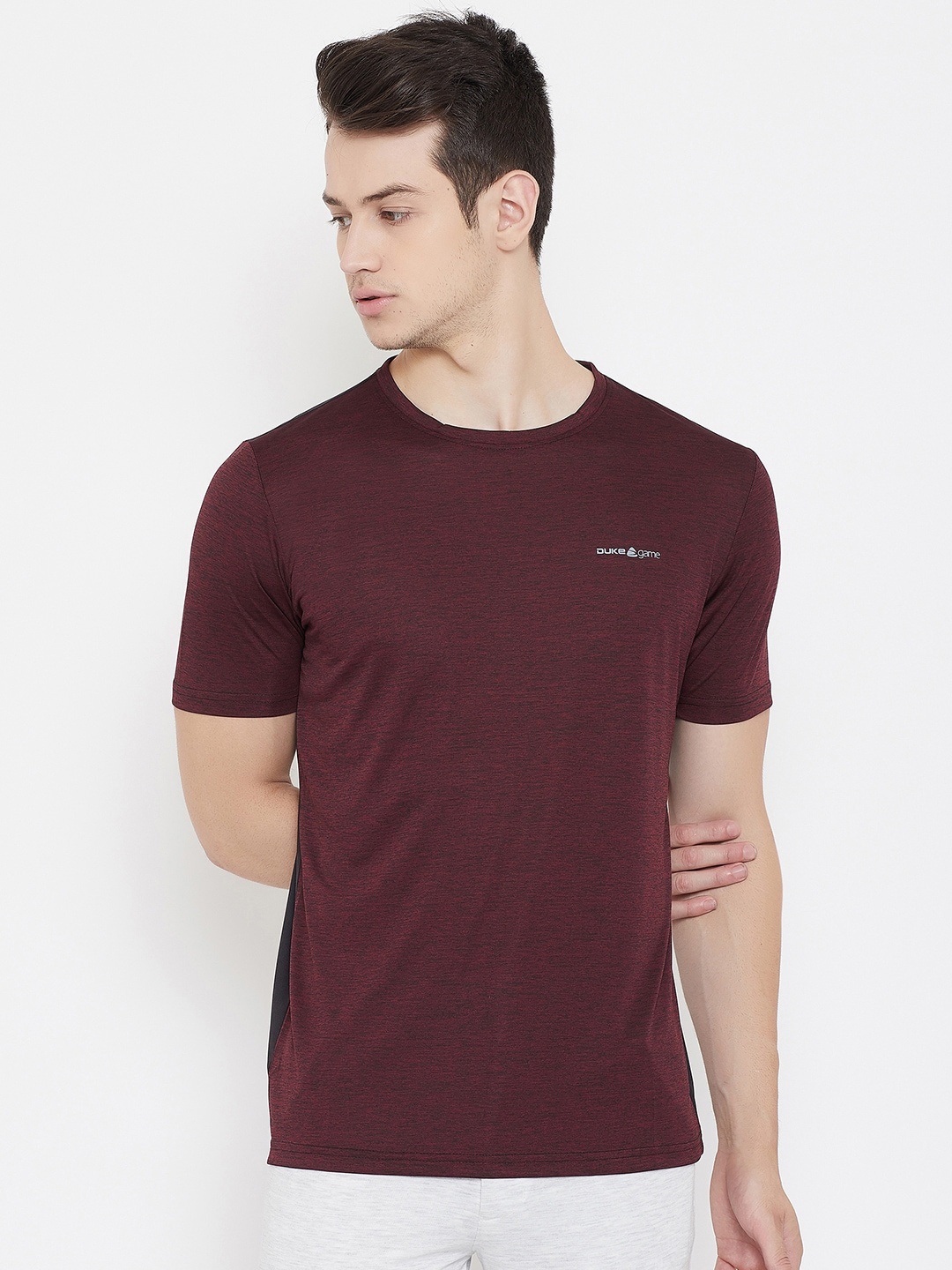 

Duke Men Burgundy Typography Back Printed T-shirt
