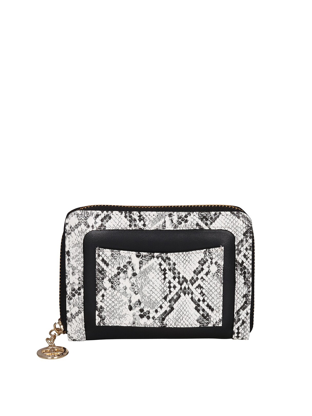 ESBEDA Women Black & White Printed Zip Around Wallet