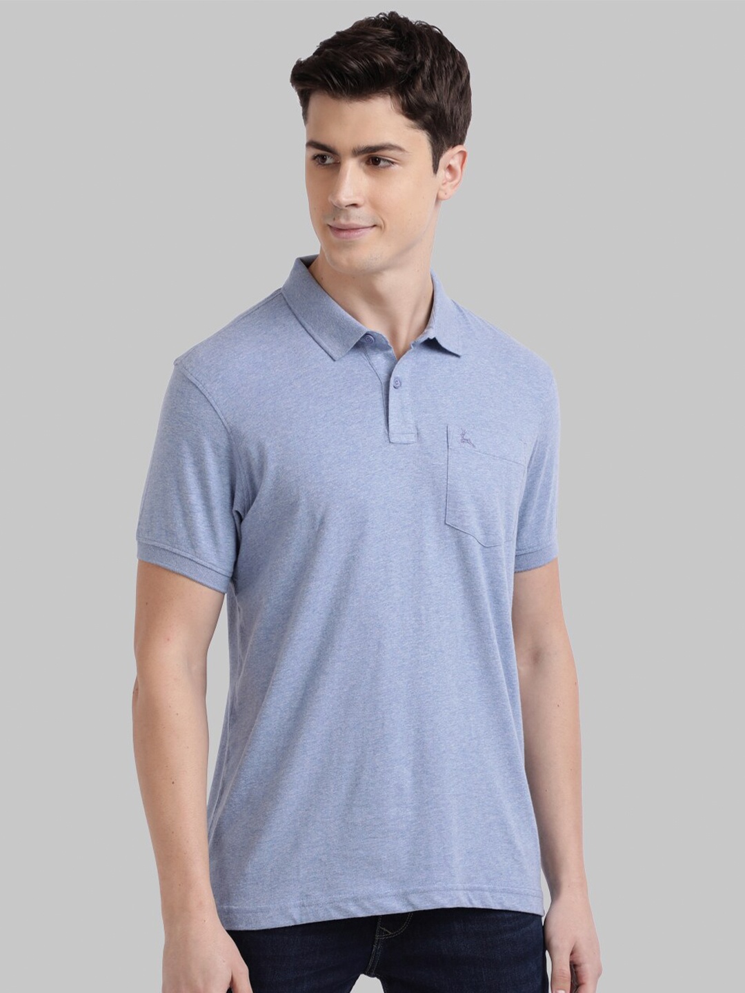 

Parx Men Blue Cotton Polo Collar T-shirt