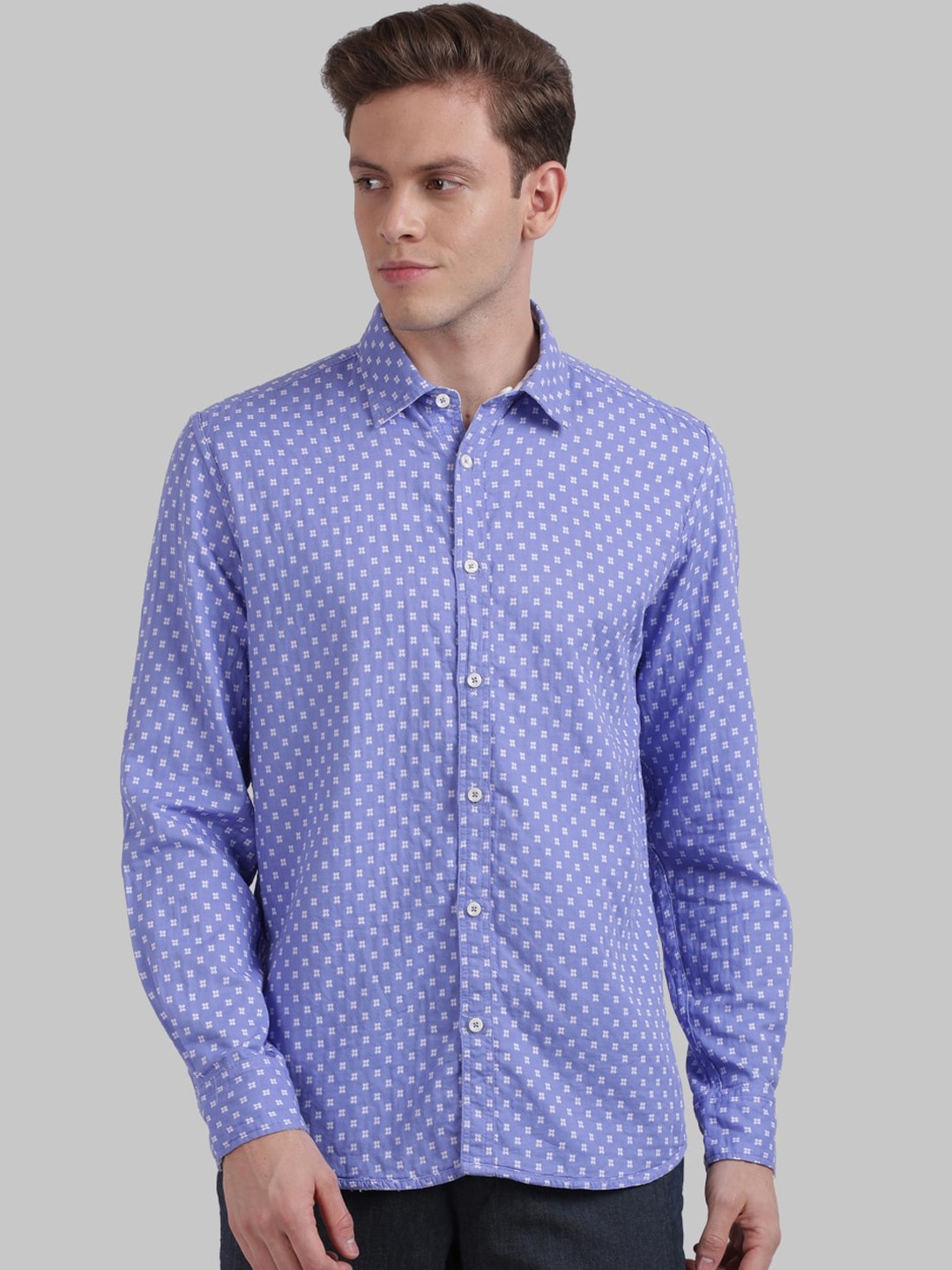 

Parx Men Blue Slim Fit Printed Casual Shirt