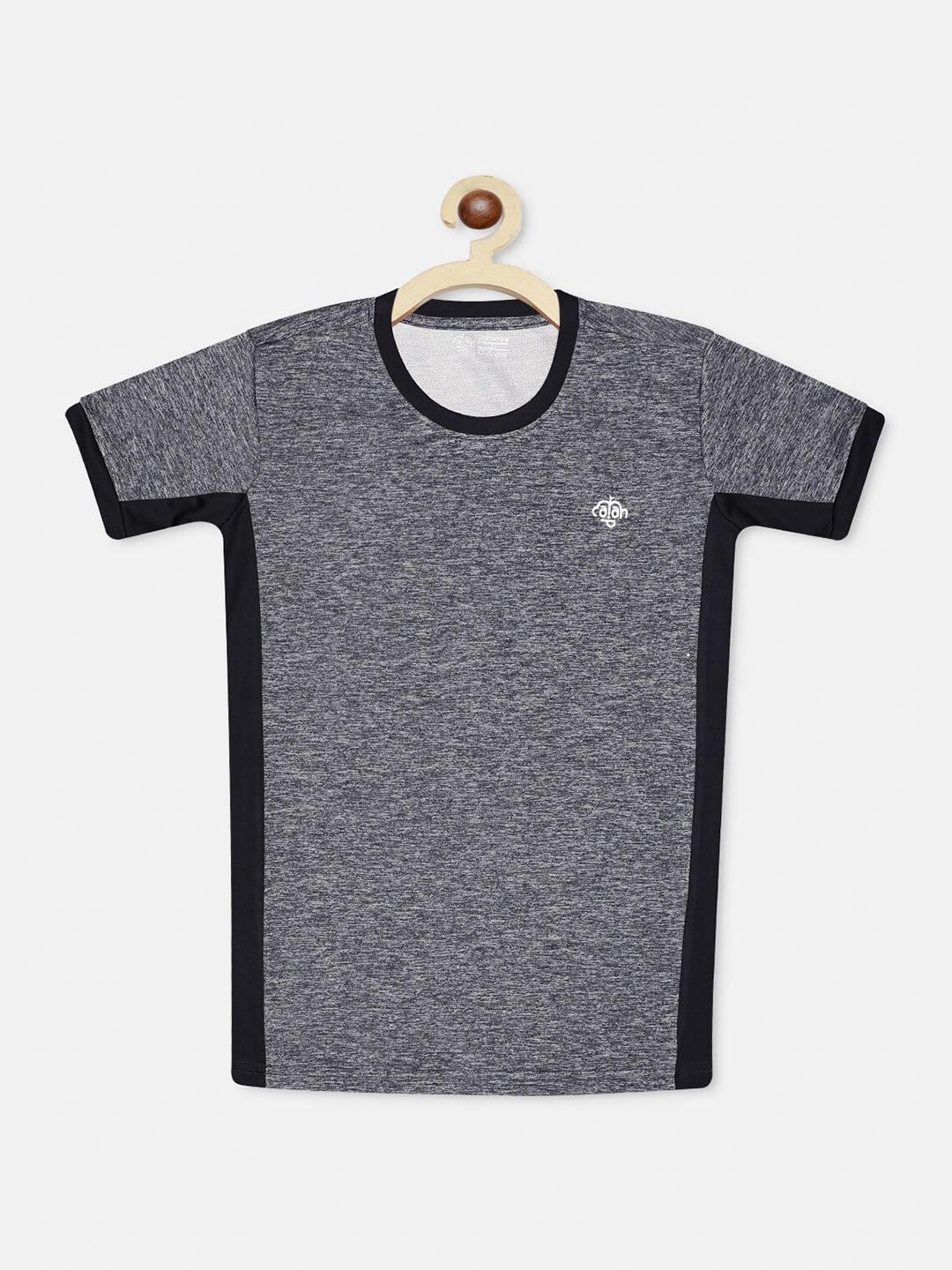 CHIMPRALA Girls Grey Melange Solid Round Neck T-shirt