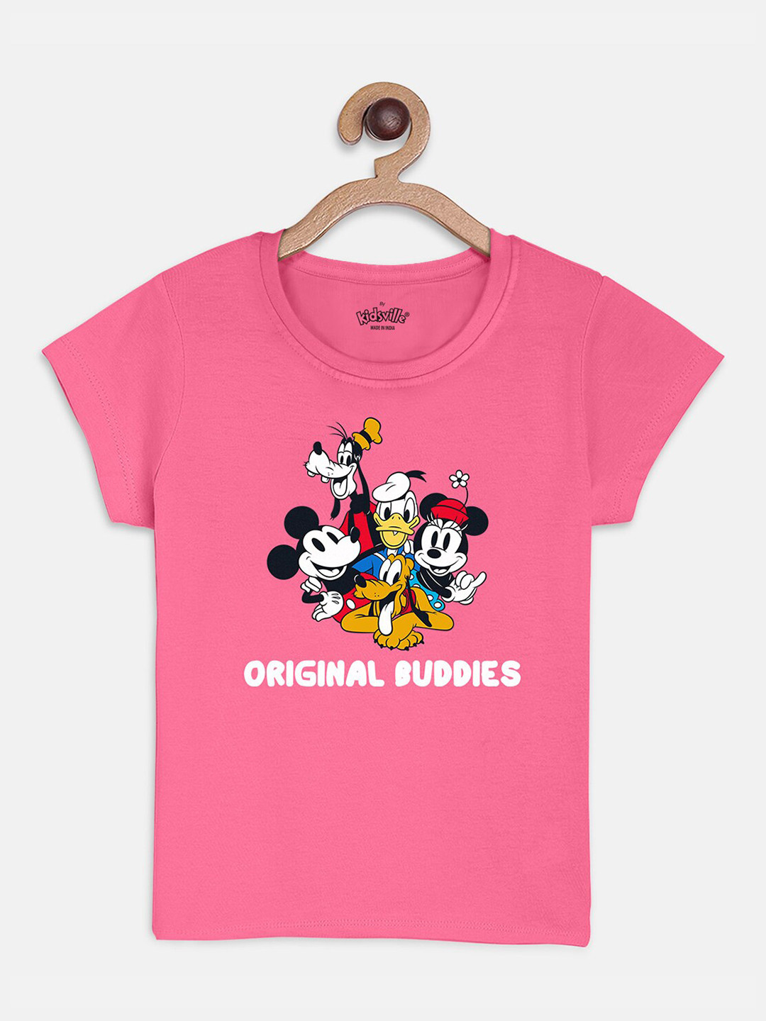 

Kids Ville Mickey & Friends Girls Pink Printed T-shirt